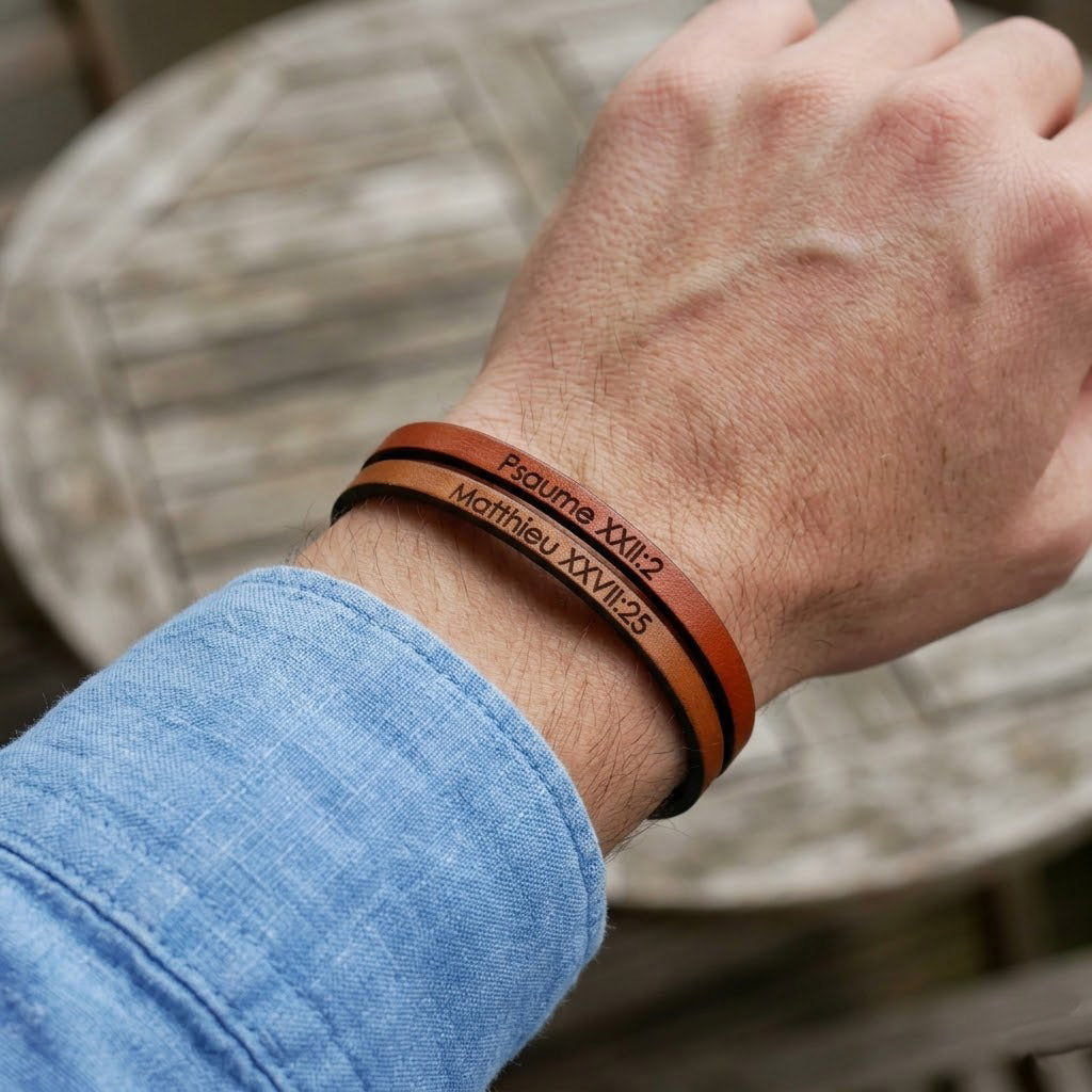 Poignet Bracelet Cuir Marron Homme PersonnalisÃ© Poignet Cuir Bracelet Bracelet De Force En Cuir Marron Double Passant  Bracelets Tendances