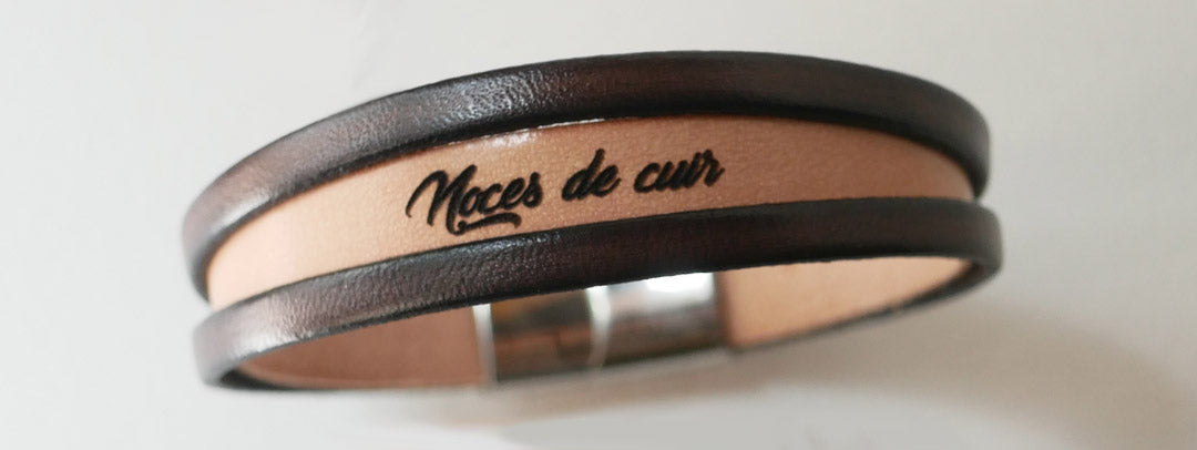 cadeau noces de cuir personnalisé bracelet gravé