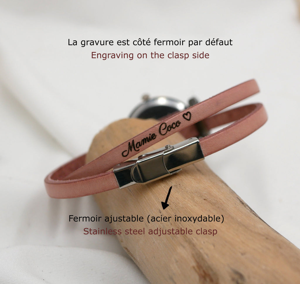 Montre femme vintage au bracelet cuir double