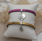 Bracelet cuir à breloque au choix personnalisable par gravure