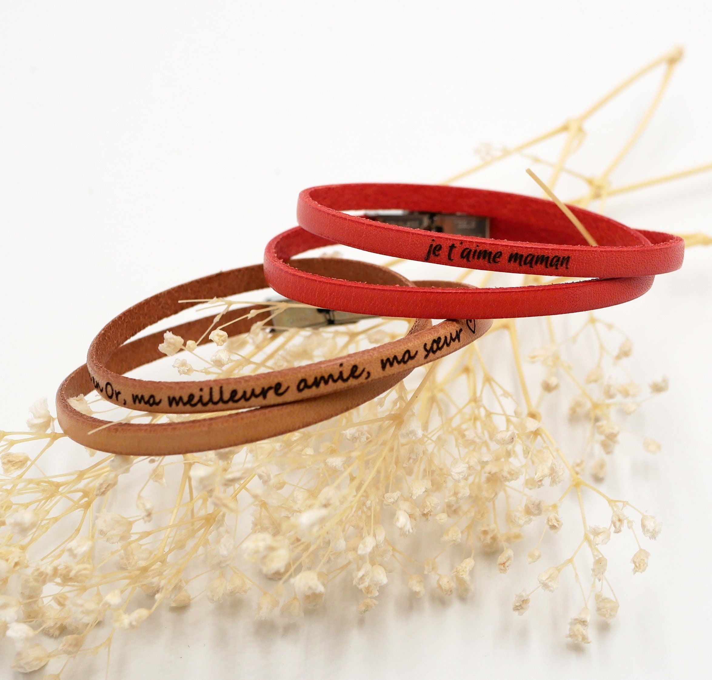 Bracelet 2 tours de cuir à personnaliser par gravure