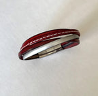 Bracelet homme multi cuirs rouges et gris