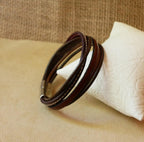 Bracelet homme multi cuirs marrons