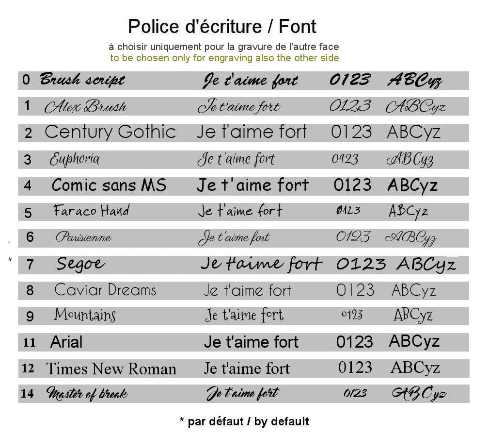Bracelet gravé d'écriture manuscrite d'après photo