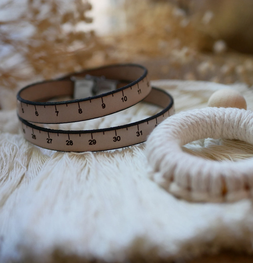 Bracelet cuir Mètre couturière double tour ajustable toutes tailles