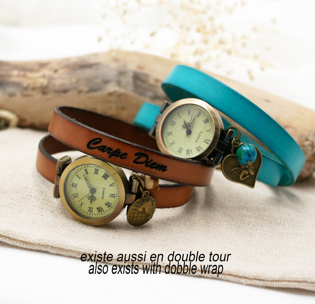 Montre bracelet femme en cuir personnalisable