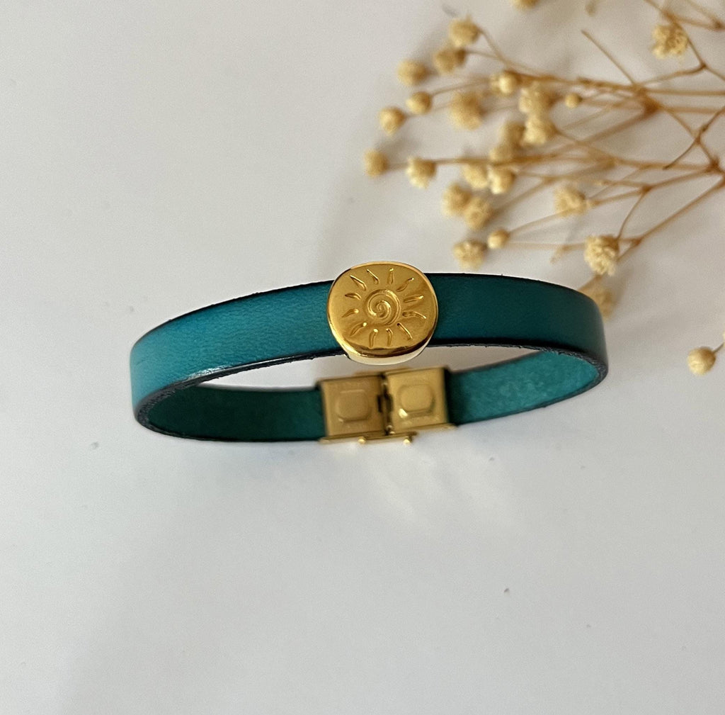 Bracelet cuir charme doré à personnaliser