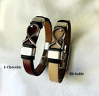 Bracelet chrétien cuir et métal ichtus poisson à personnaliser