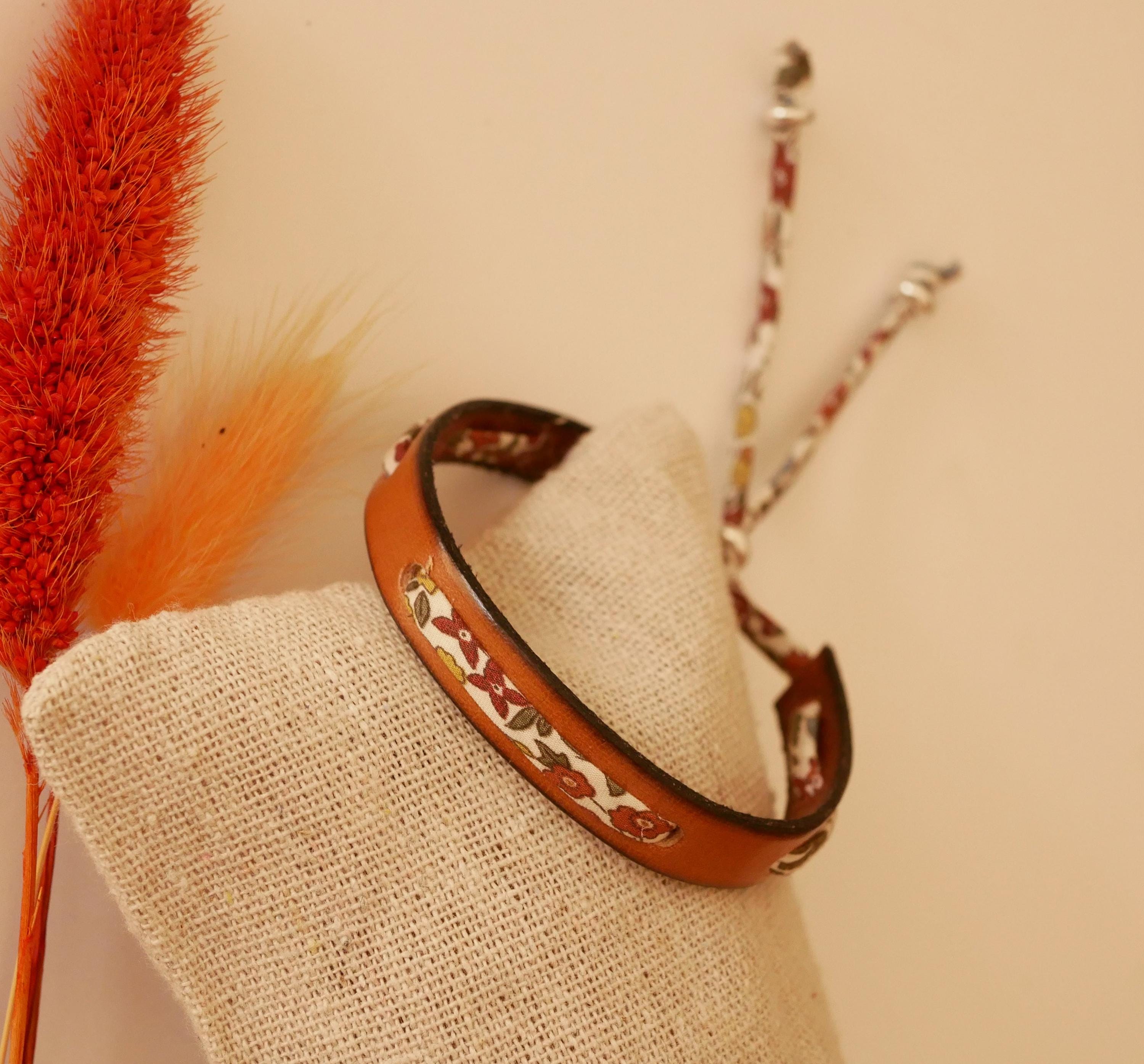 Bracelet ruban Liberty sur cuir au choix