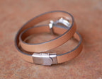 Montre double tour cuir cadran argenté à personnaliser