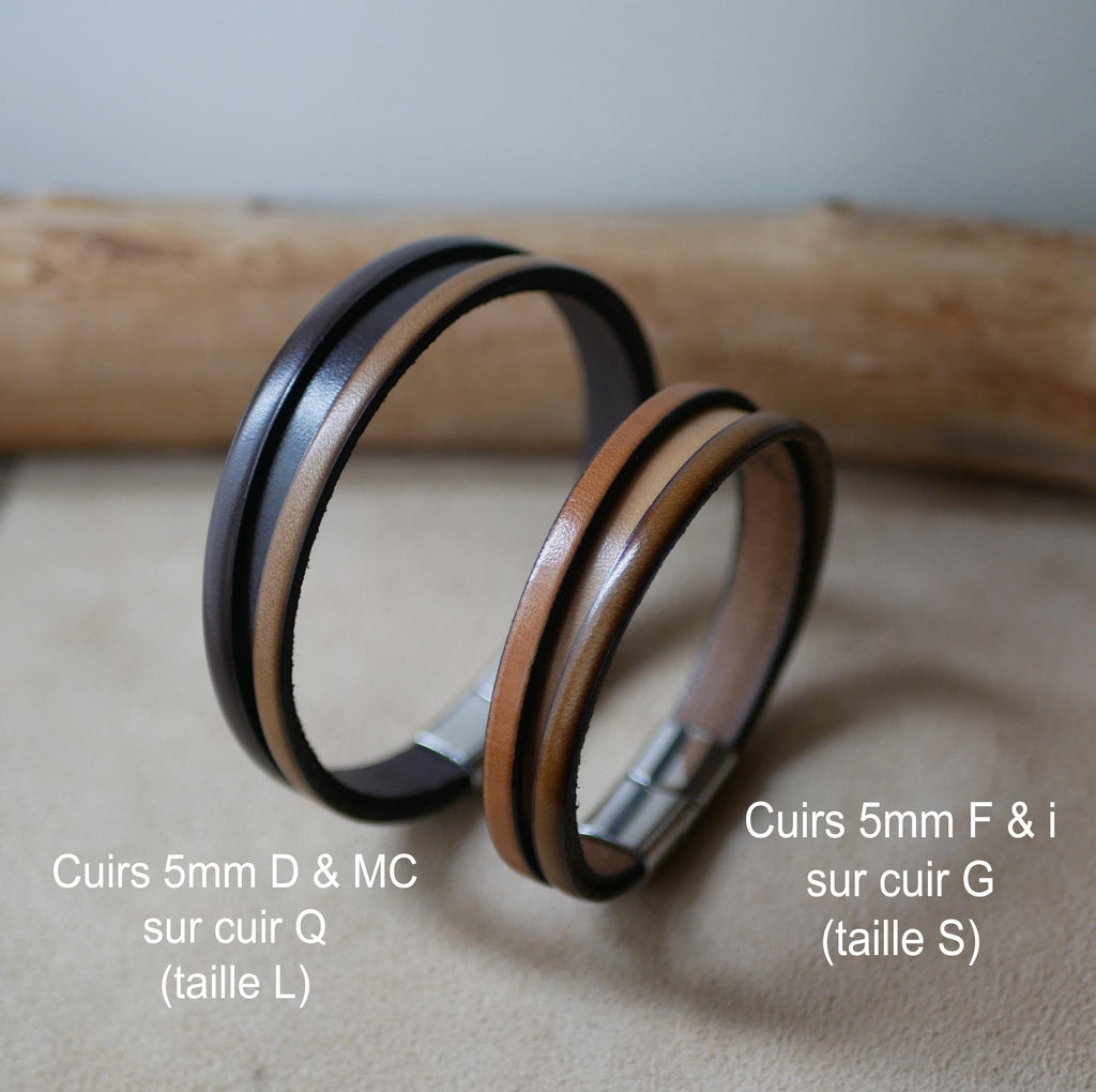 Bracelet Cache-cache aux 3 cuirs avec message gravé