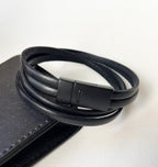 Bracelet multi-cuirs noir multi au fermoir magnétique noir
