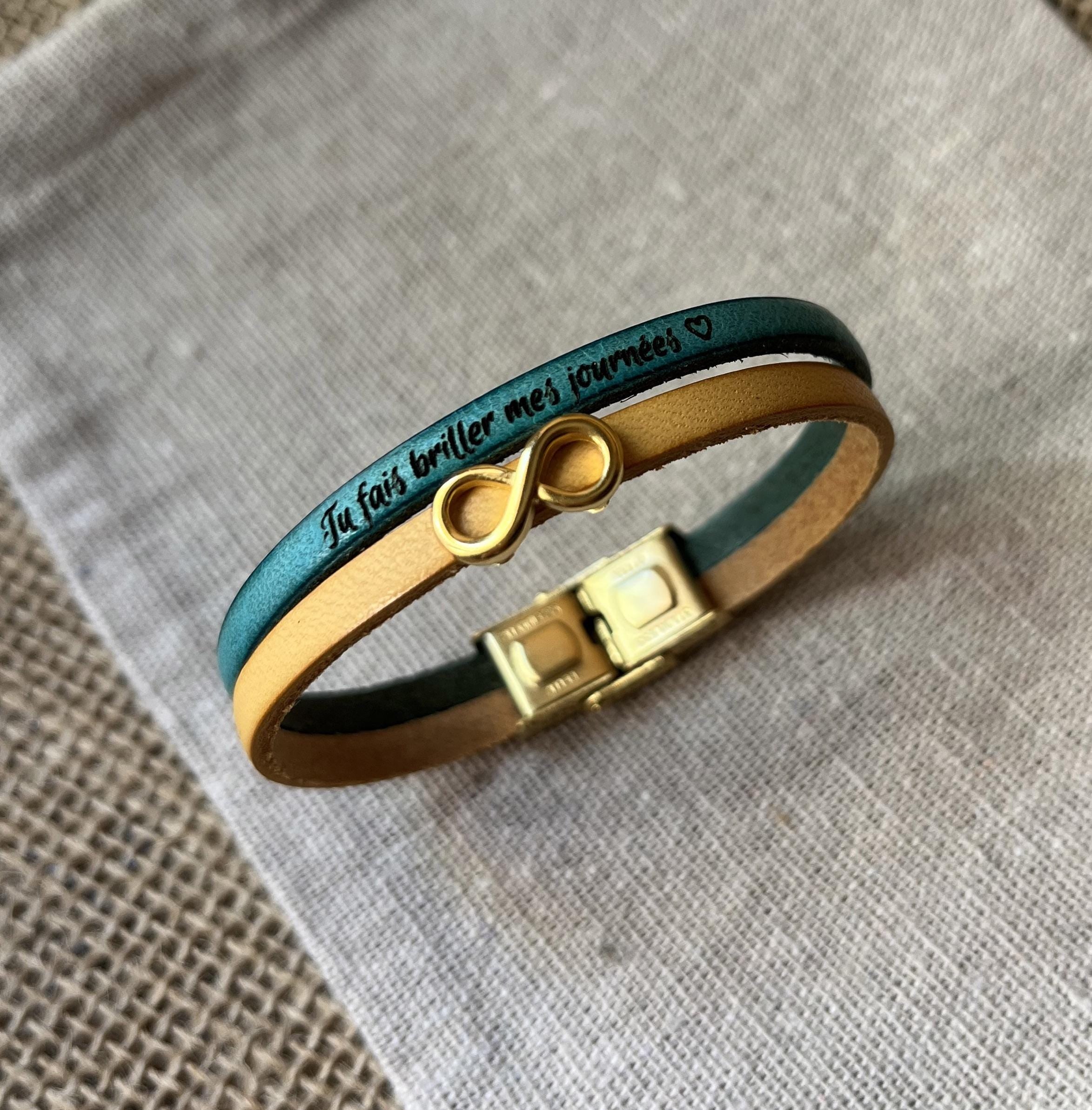 Bracelet Synergie duo de cuirs fins au charme doré