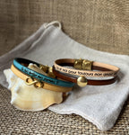 Bracelet Synergie duo de cuirs fins au charme doré