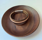 Bracelet manchette  homme multi cuirs marron clair ajustable