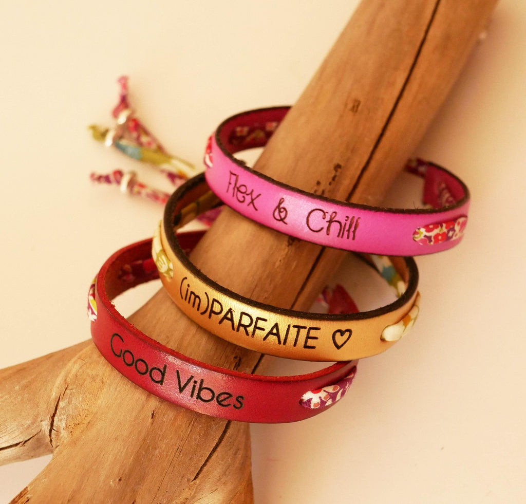 Bracelet Liberty et cuir à personnaliser