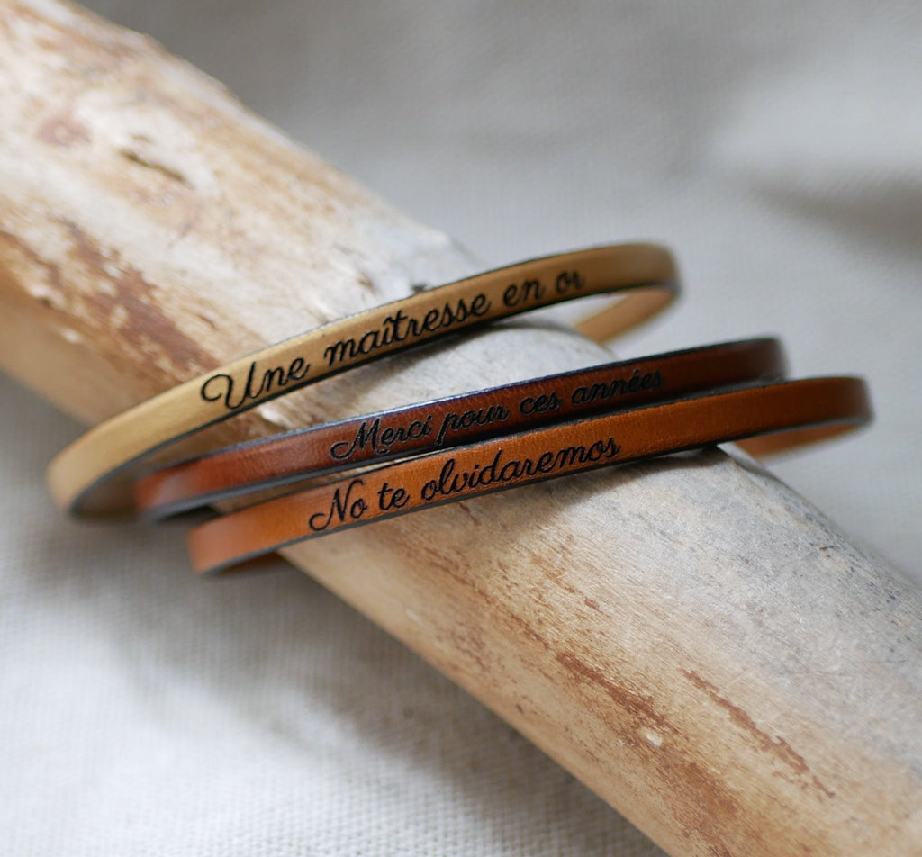 Bracelet cuir fin empilable à personnaliser fermoir aimanté