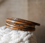Bracelet cuir 5 tours de poignet gravé de citation, messages