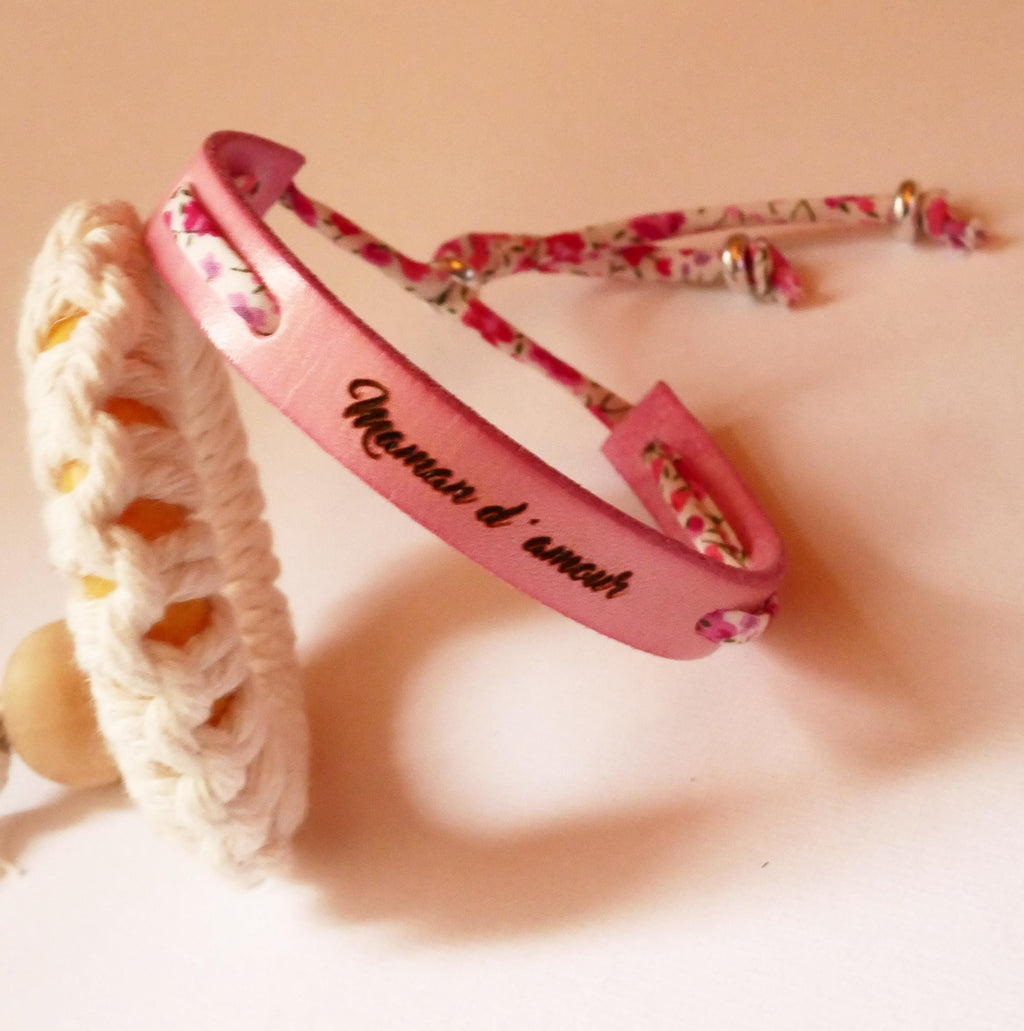 Bracelet Liberty et cuir à personnaliser