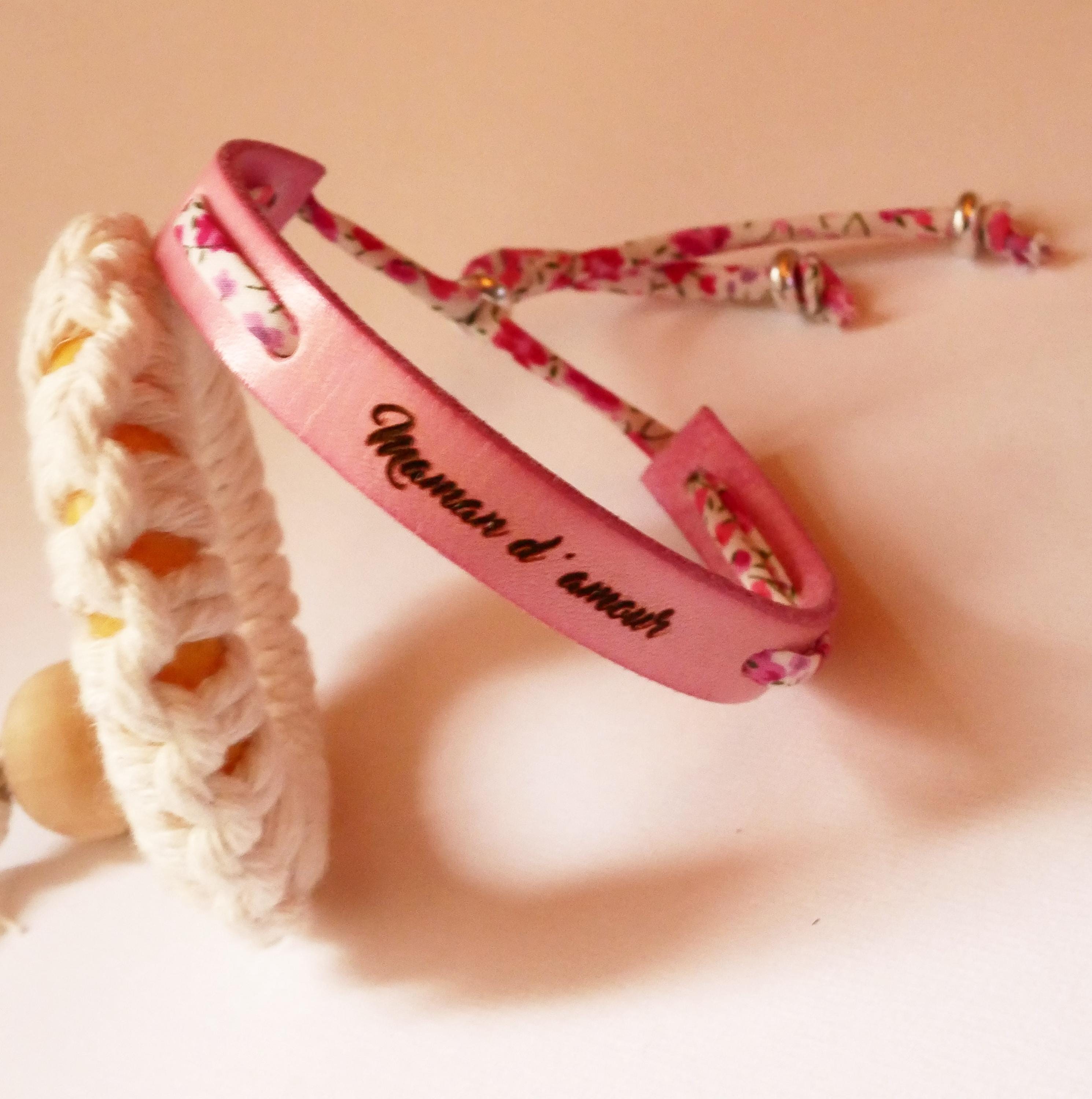 Bracelet Liberty et cuir à personnaliser