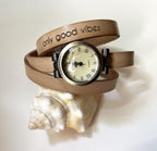 Montre femme vintage bracelet cuir trois tour de poignet