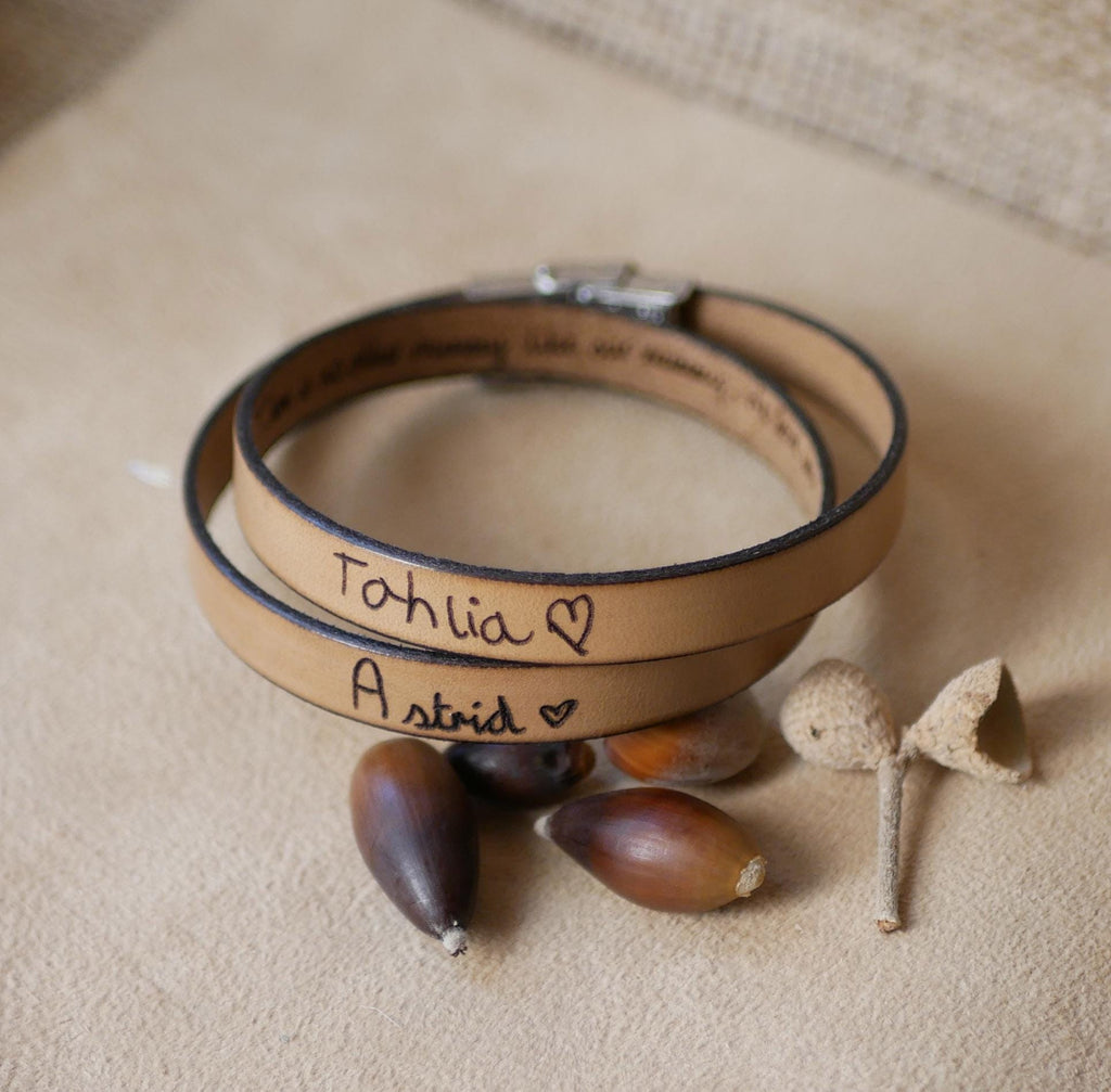 Bracelet gravé d'écriture manuscrite d'après photo