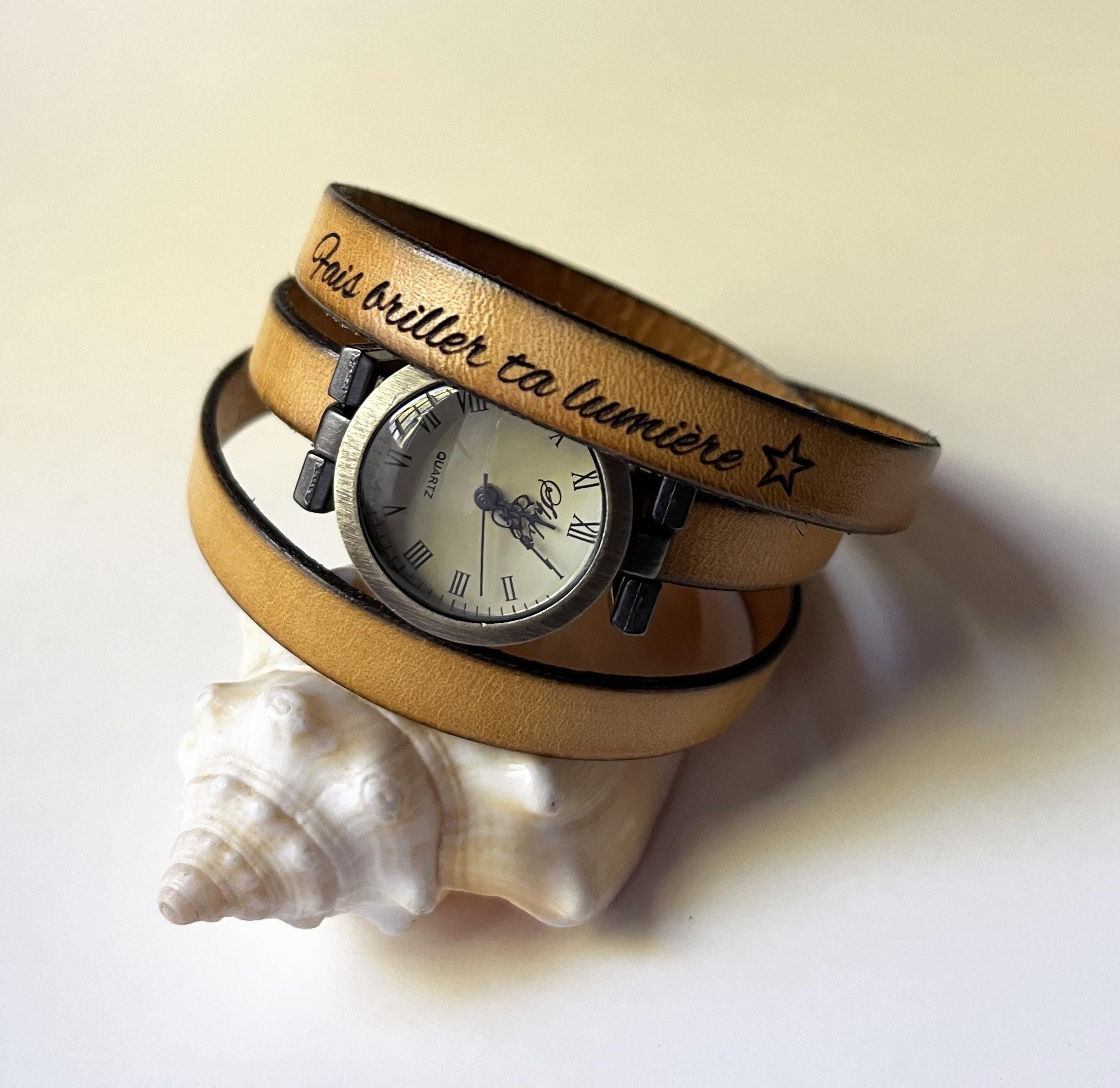 Montre femme vintage bracelet cuir trois tour de poignet