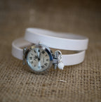 Montre double tour cuir cadran argenté à personnaliser