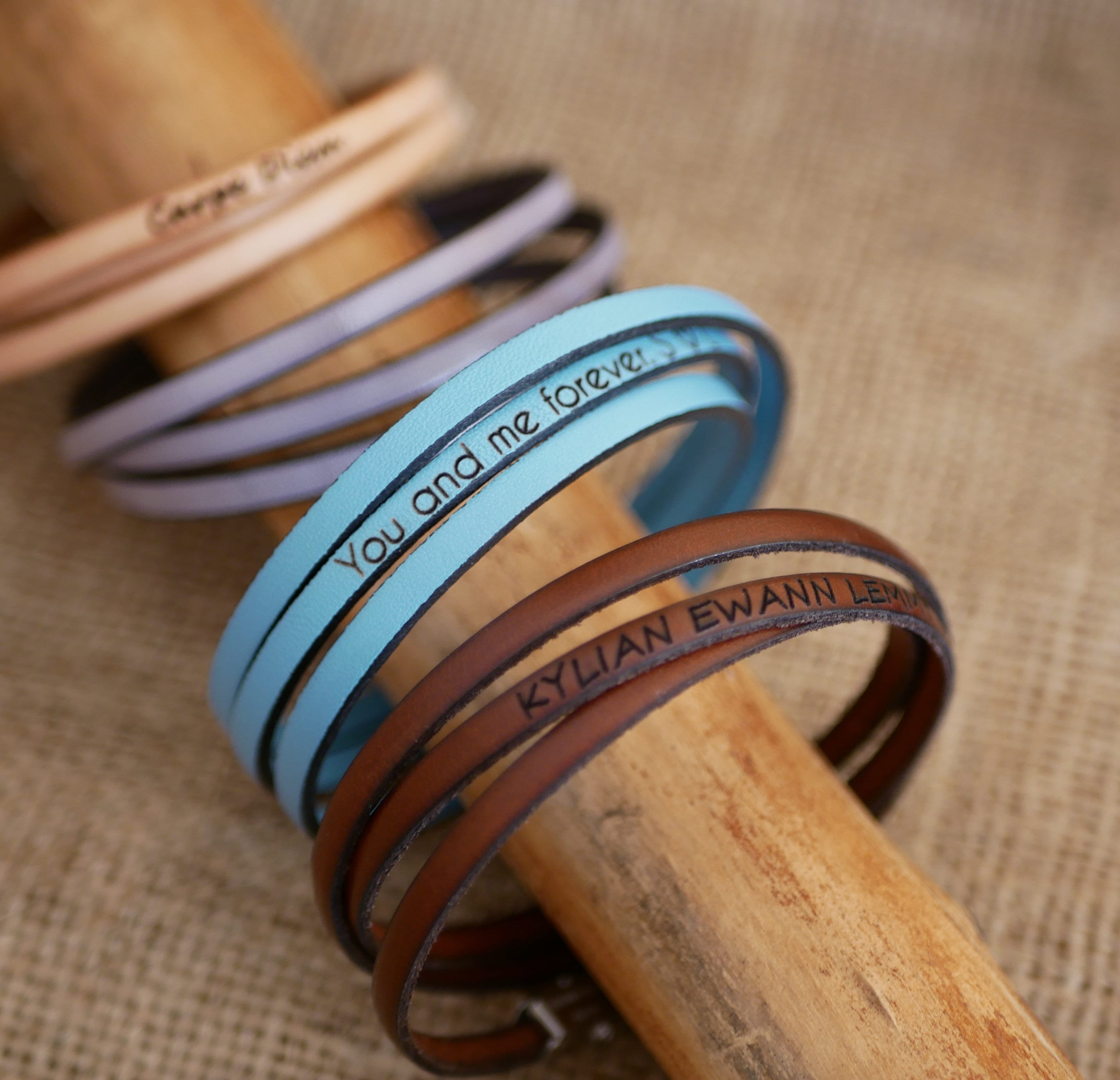 Bracelet mixte cuir multi tours à personnaliser