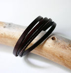 Bracelet manchette homme aux 4 cuirs marrons