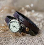 Montre bracelet double tour en cuir à personnaliser