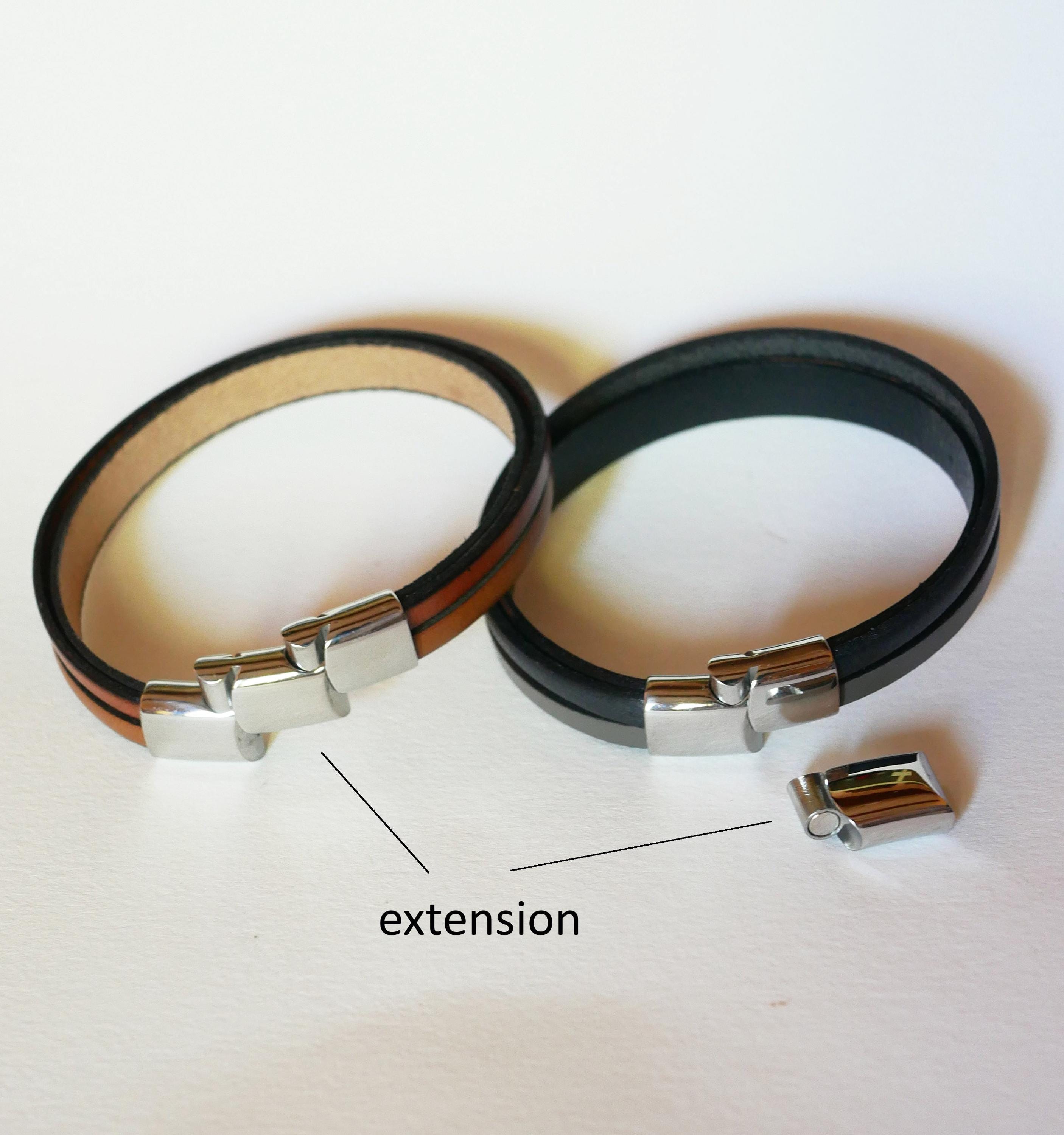 Bracelet manchette  homme multi cuirs marron clair ajustable