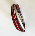 Bracelet homme multi cuirs rouges et gris