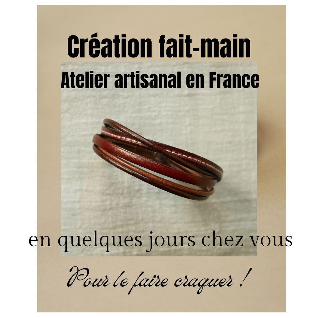 Bracelet homme multi cuirs marrons
