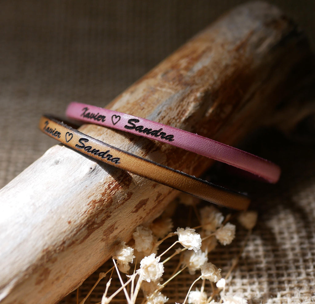 Bracelet chrétien en cuir fin personnalisable