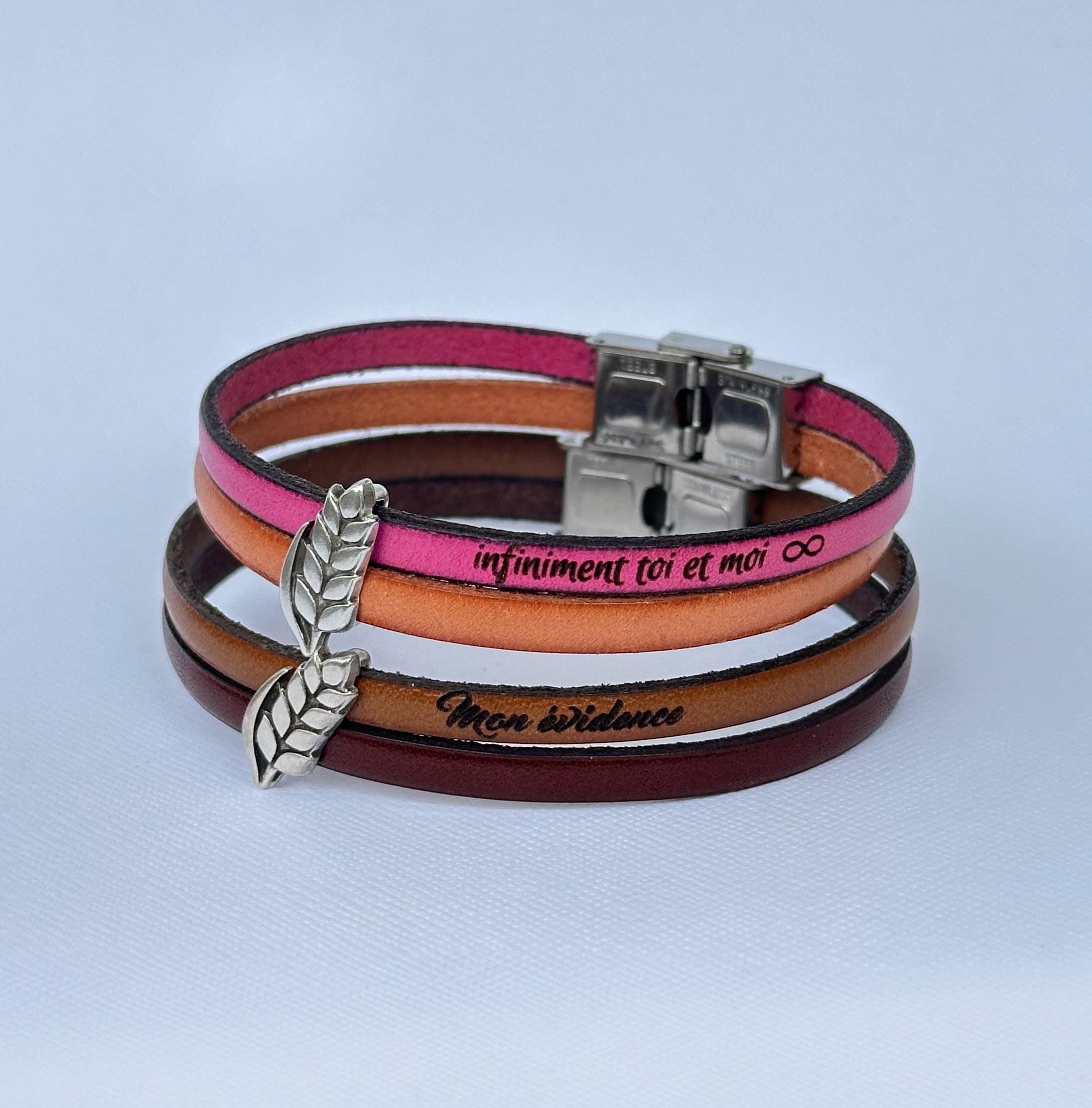 Bracelet Synergie duo de cuir au charme épi de blé