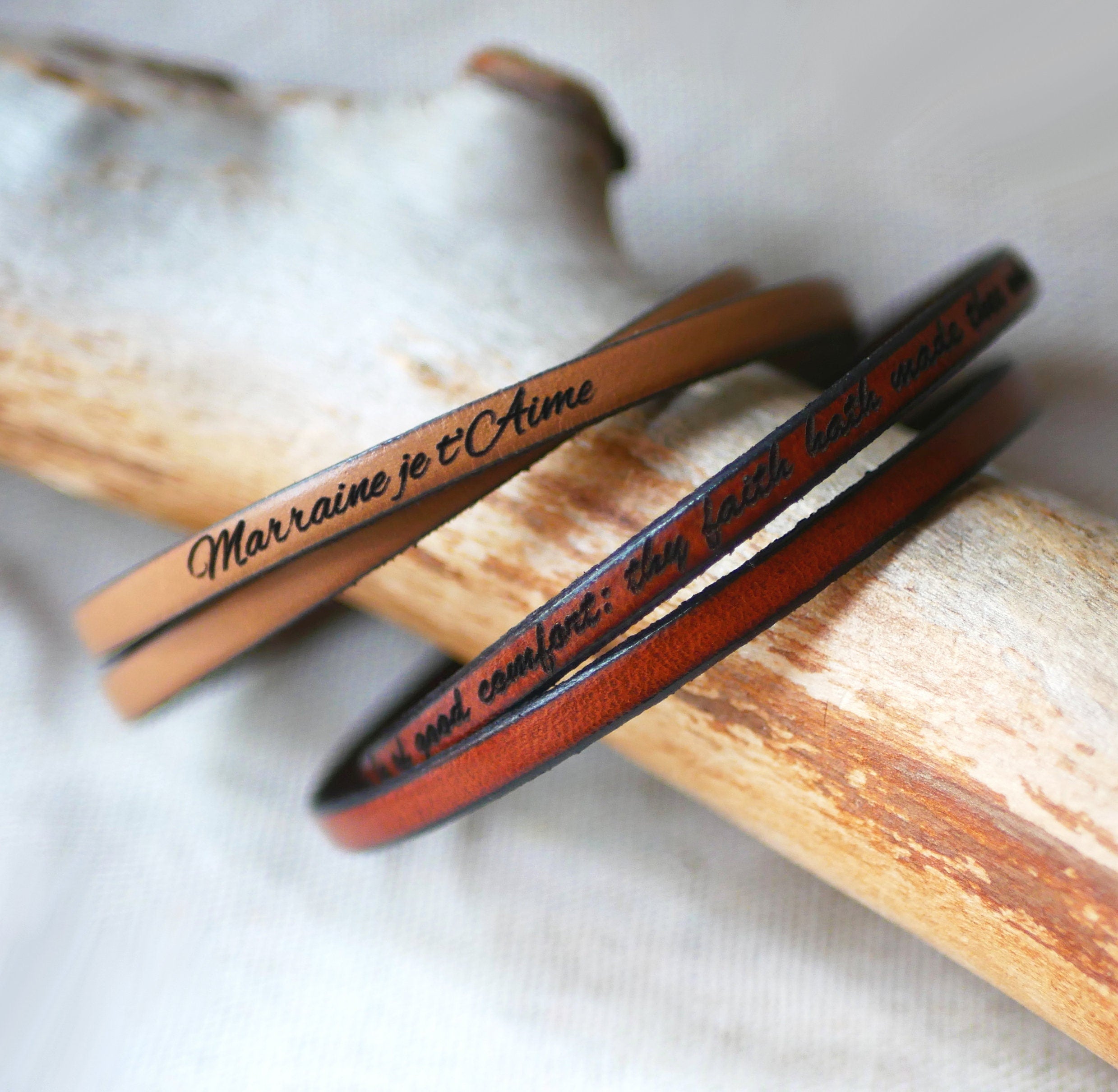 Bracelet 2 tours de cuir à personnaliser par gravure