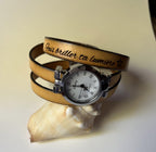 Montre bracelet triple tour au cuir cadran argenté à personnaliser