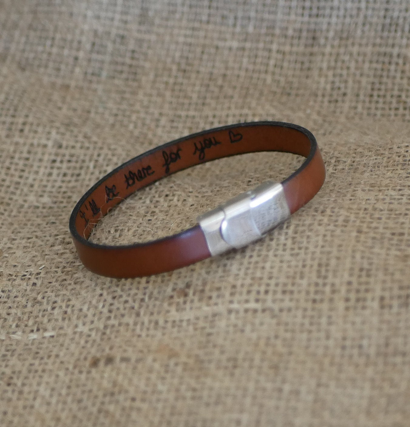 Bracelet gravé d'écriture manuscrite d'après photo