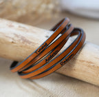 Bracelet cuir 5 tours de poignet gravé de citation, messages