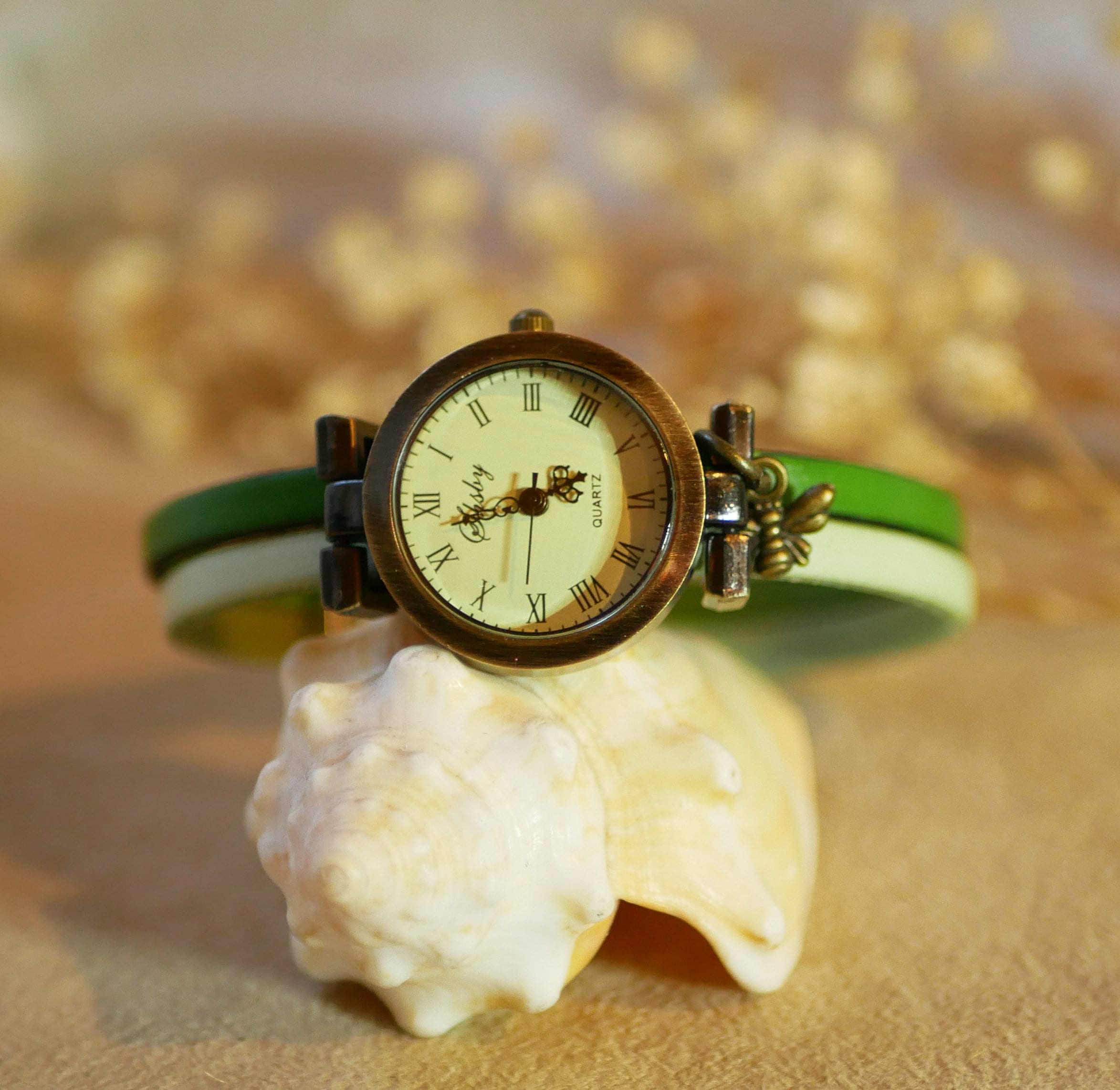 Montre femme vintage bracelet aux 2 cuirs personnalisable