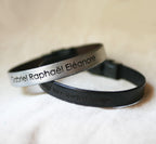 Bracelet homme cuir gravé ajustable au fermoir acier noir