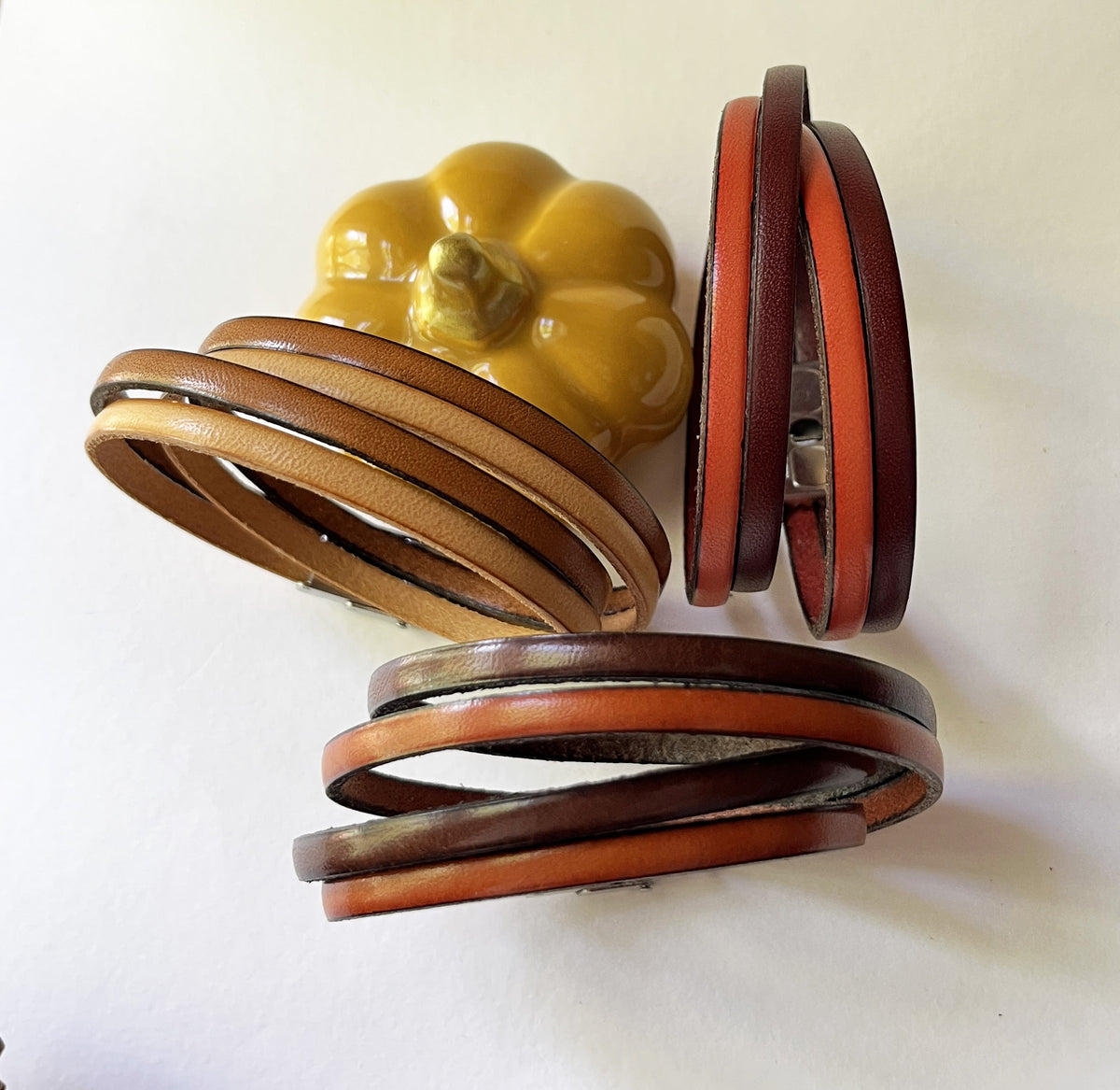 Bracelet mixte 2 cuirs en 2 tours de poignet à personnaliser par gravure