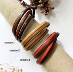 Bracelet mixte 2 cuirs en 2 tours de poignet à personnaliser par gravure