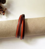 Bracelet mixte 2 cuirs en 2 tours de poignet à personnaliser par gravure