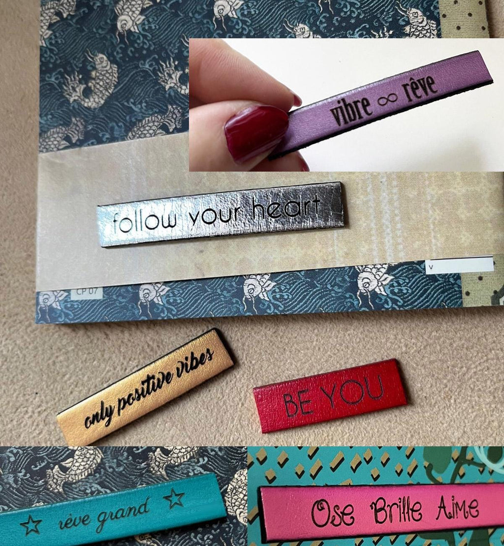 Étiquette personnalisée en cuir autocollant – gravure sur mesure de parole biblique