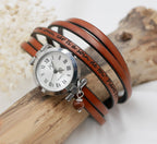 Montre bracelet cuir 5 tours gravé parole biblique et mots d'amour
