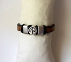 Bracelet homme cuir et métal artisanal ajustable à personnaliser