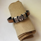Bracelet homme cuir et métal artisanal ajustable à personnaliser