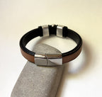 Bracelet homme cuir et métal artisanal ajustable à personnaliser